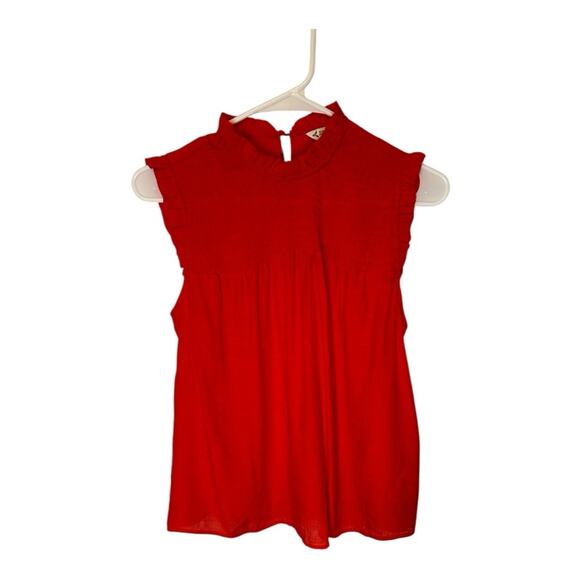 New Nanette Lenore Red sleeveless smocked ruffled blouse. Size M - Picture 1 of 8